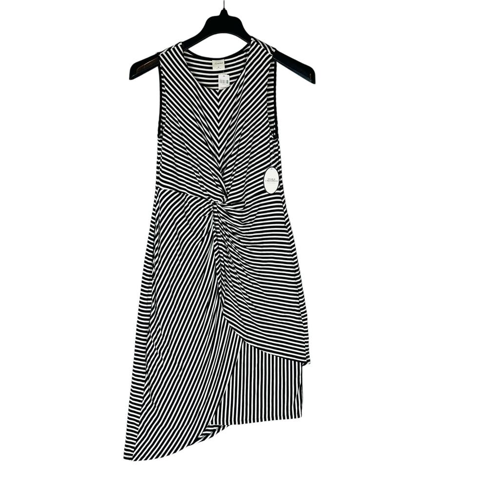New Soma Womans Sz Medium Dress Asymmetrical Black Striped Sleeveless NWT - Picture 2 of 11